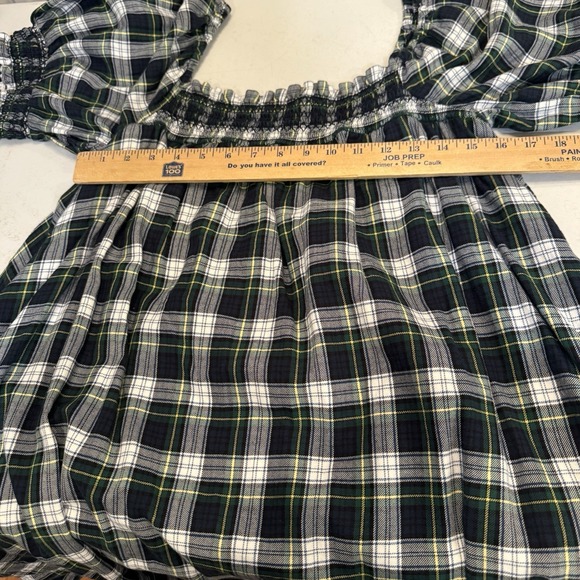 American Eagle Babydoll Sz XL Tall  Y2K Retro Dress Pockets Blue Green Plaid - Picture 7 of 10